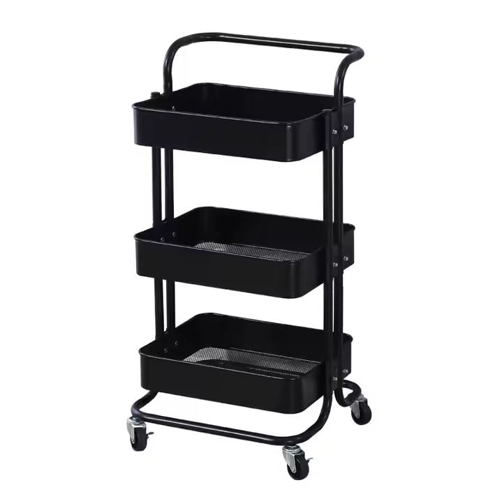 3-Tier Metal Storage Trolley on Wheels