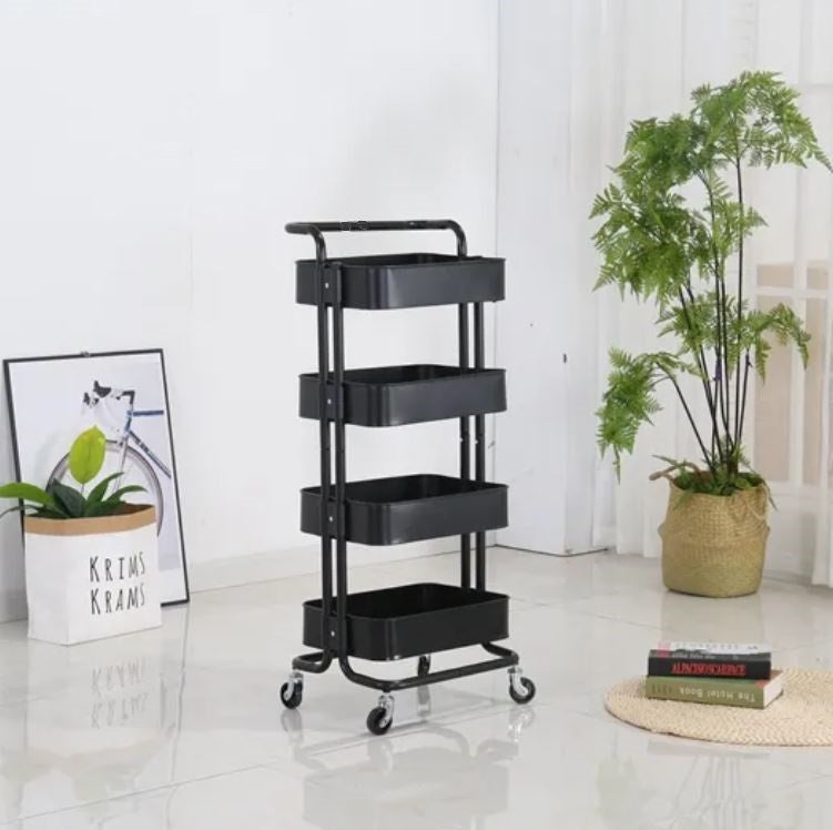 4-Tier Metal Storage Trolley on Wheels