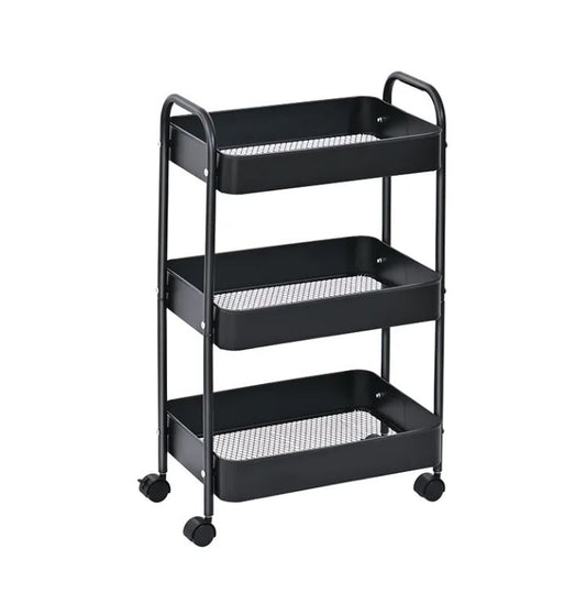 3-Tier Slim Metal Storage Trolley on Wheels