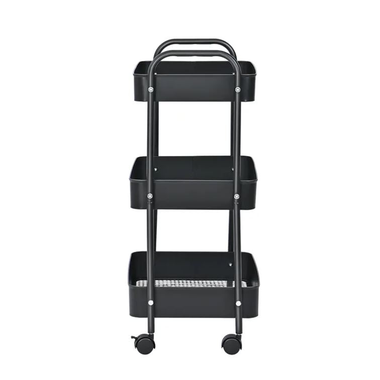 3-Tier Slim Metal Storage Trolley on Wheels