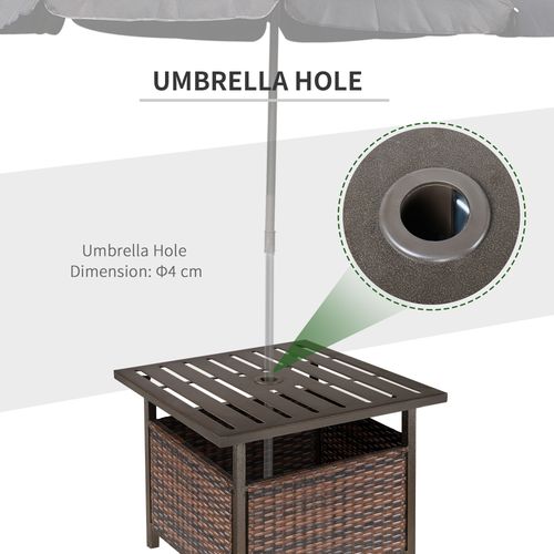 Outdoor Rattan Coffee Table w/ Umbrella Hole