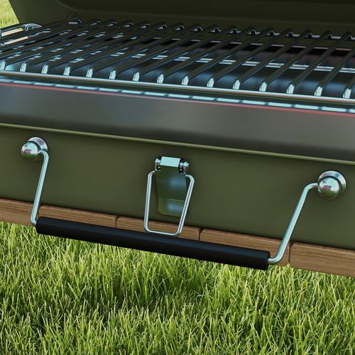 Portable BBQ Grill with Suitcase Design for Camping Picnic Party, Green