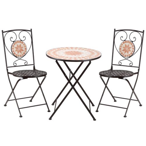 3-Piece Outdoor Bistro Set w/ Mosaic Round Table and 2 Chairs