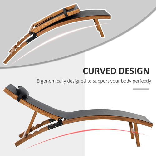 Ergonomic Outdoor Lounger With Adjustable Back and Pillow