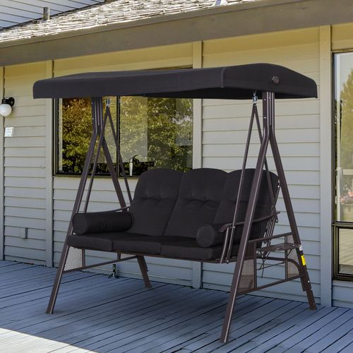 3 Seater Garden Swing Chair - Black