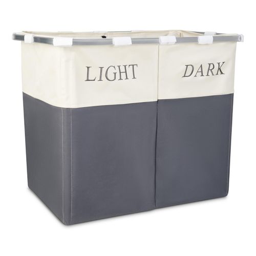 Lights and Darks Folding Laundry Sorter Basket Box Bag Bin Hamper Washing Cloths Storage 2 Compartments