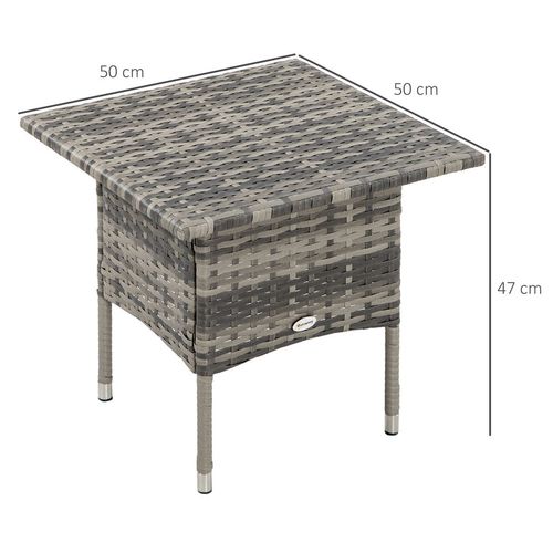 Rattan Outdoor Coffee Table, Mixed Grey