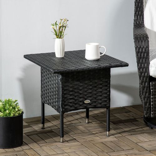 Rattan Outdoor Coffee Table, Black