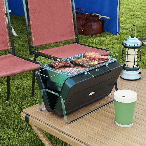 Portable BBQ Grill with Suitcase Design, Black