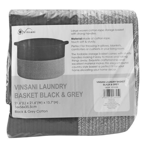 LAUNDRY BASKET BLACK & GREY