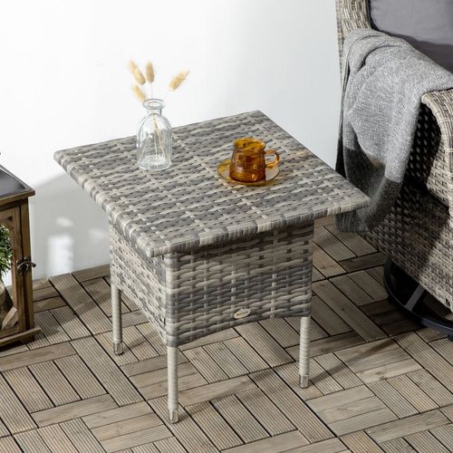 Rattan Outdoor Coffee Table, Mixed Grey