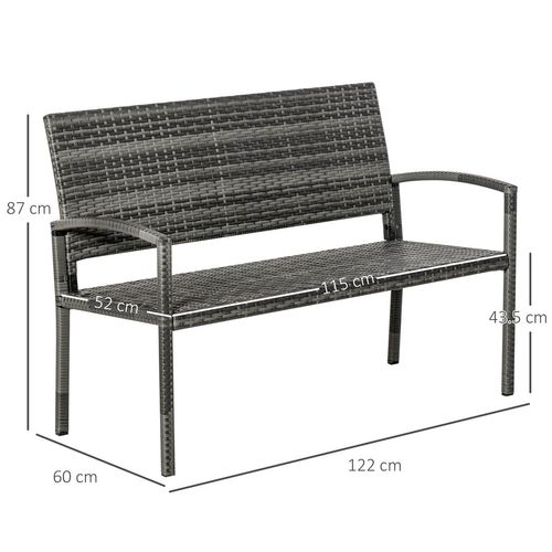 Patio Rattan 2 Seater Garden Bench