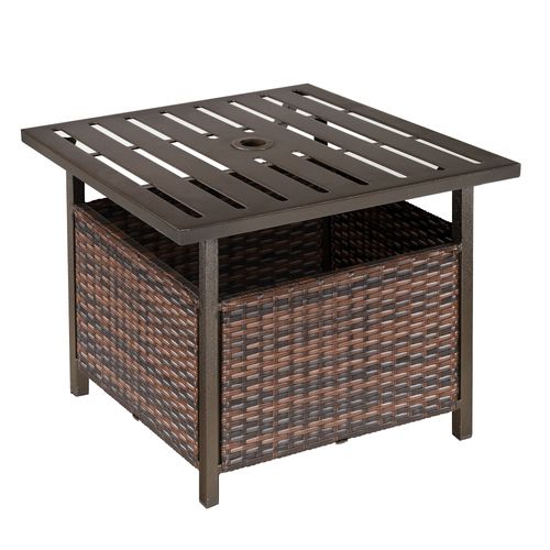 Outdoor Rattan Coffee Table w/ Umbrella Hole