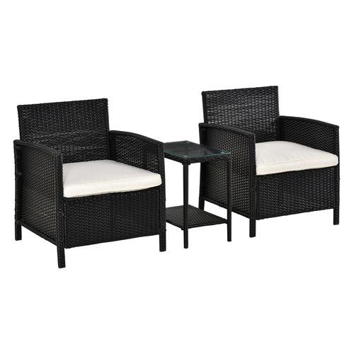 Bistro Set with Pillows - Black