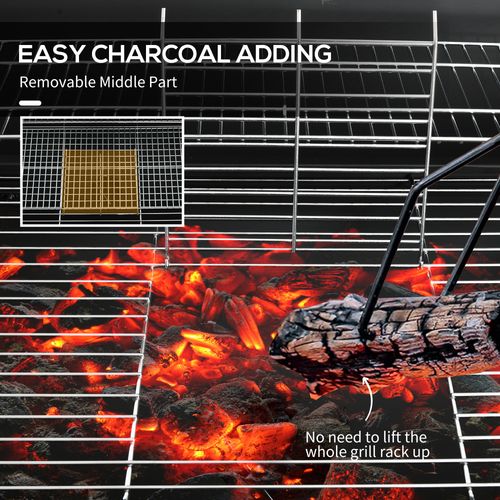 Barrel Charcoal Barbecue BBQ Grill Trolley W/ Ash Catcher Thermometer