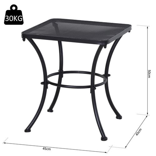 45cm Square Metal Outdoor Patio Table - Black