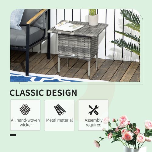 Rattan Outdoor Coffee Table, Mixed Grey