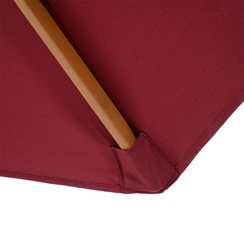 3m Wooden Garden Parasol, Sun Shade - Wine Red