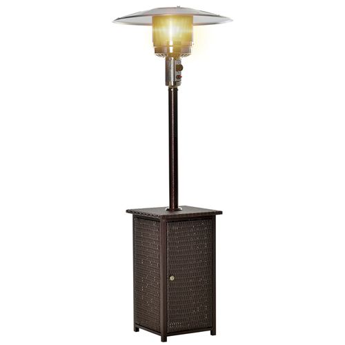 Gas Patio Heater with Wicker Rattan Design and Tabletop for Terrace 12KW