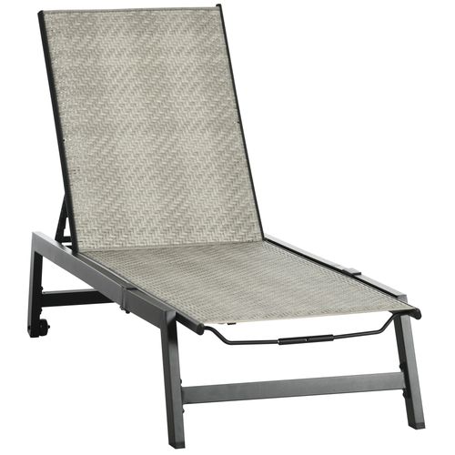 Outdoor Rattan Sun Loungers. 5-Position Backrest & Wheels, Black