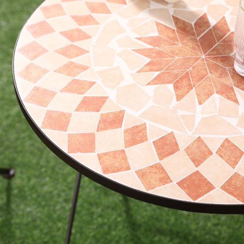 3-Piece Outdoor Bistro Set w/ Mosaic Round Table and 2 Chairs