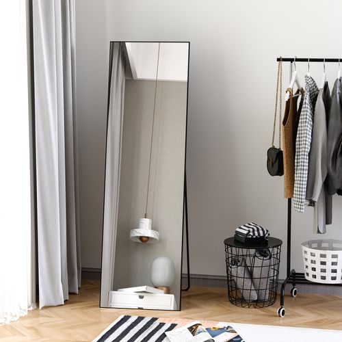 Full Length Mirror Floor Standing Wall-Mounted, Dressing Mirror Black