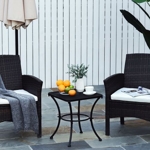 45cm Square Metal Outdoor Patio Table - Black