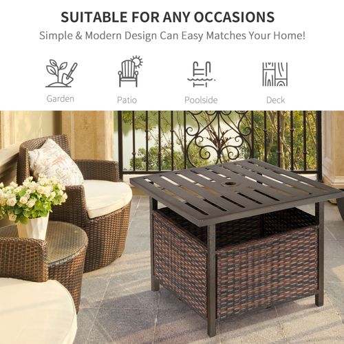 Outdoor Rattan Coffee Table w/ Umbrella Hole