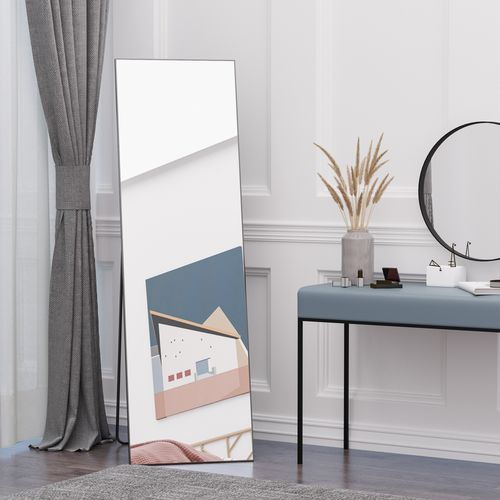 Full Length Mirror Floor Standing Wall-Mounted, Dressing Mirror Black