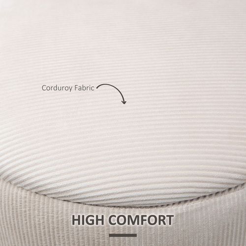 Set of 2 Cream/ White Fabric Storage Ottomans with Removable Lids