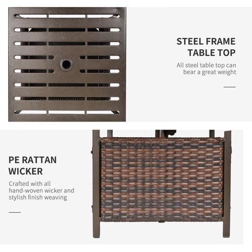 Outdoor Rattan Coffee Table w/ Umbrella Hole