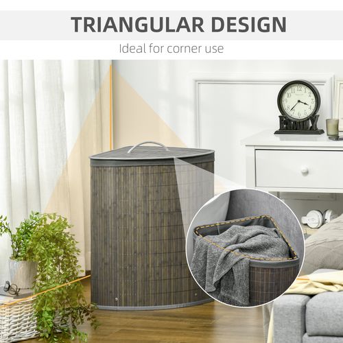 55L Bamboo Corner Laundry Hamper Bamboo Laundry Basket