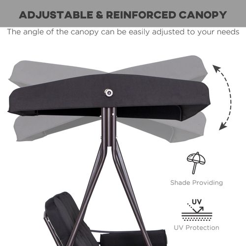 3 Seater Garden Swing Chair - Black