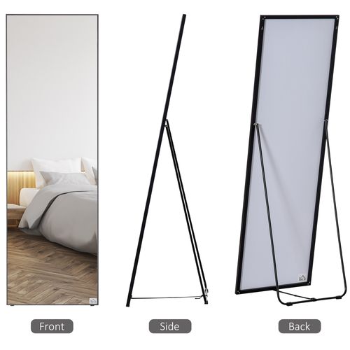 Full Length Mirror Floor Standing Wall-Mounted, Dressing Mirror Black