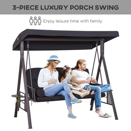 3 Seater Garden Swing Chair - Black