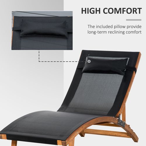 Ergonomic Outdoor Lounger With Adjustable Back and Pillow