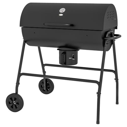 Barrel Charcoal Barbecue BBQ Grill Trolley W/ Ash Catcher Thermometer