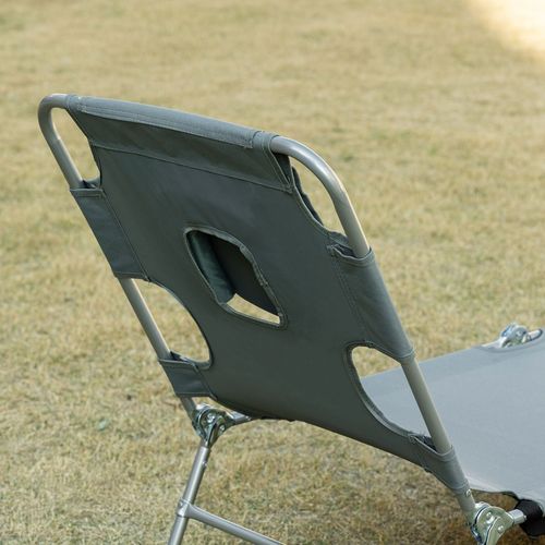 Beach Chaise Lounge Portable Adjustable Backrest with Face Cavity Grey