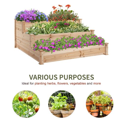 Wooden Raised Bed 3-Tier Planter Kit