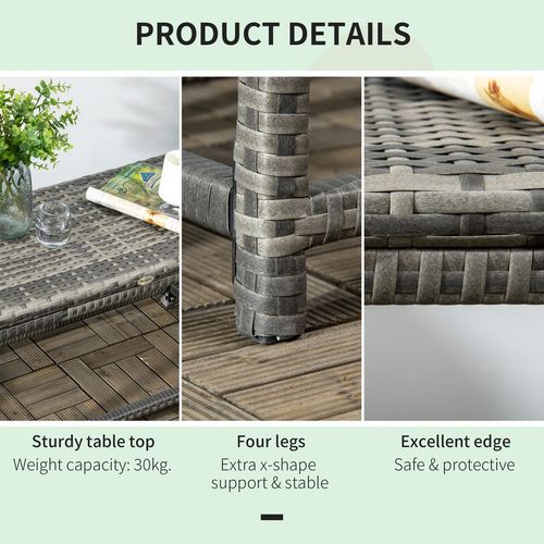 Outdoor Coffee Table Full Woven Table Top, Grey