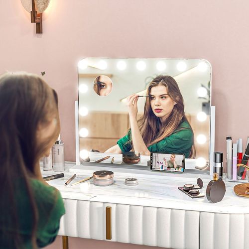 Hollywood Dimmable Lighted Makeup Mirror with Magnifier, USB Port