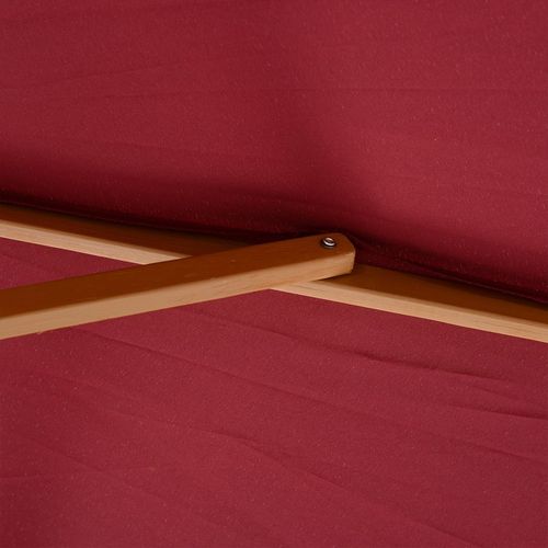 3m Wooden Garden Parasol, Sun Shade - Wine Red