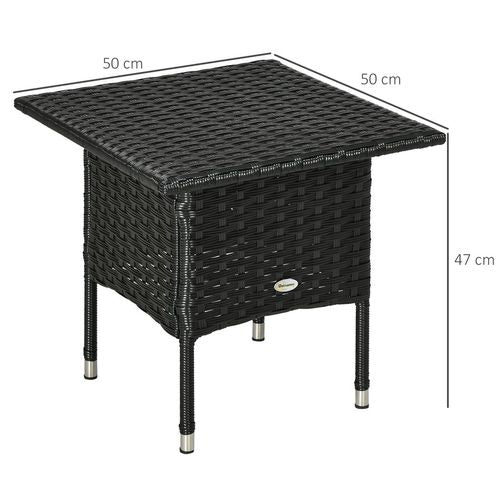 Rattan Outdoor Coffee Table, Black