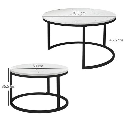 Set Of Two Stacking Coffee Tables, Marble-Effect Top