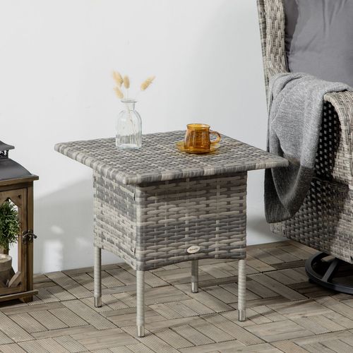 Rattan Outdoor Coffee Table, Mixed Grey