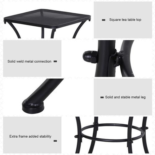 45cm Square Metal Outdoor Patio Table - Black