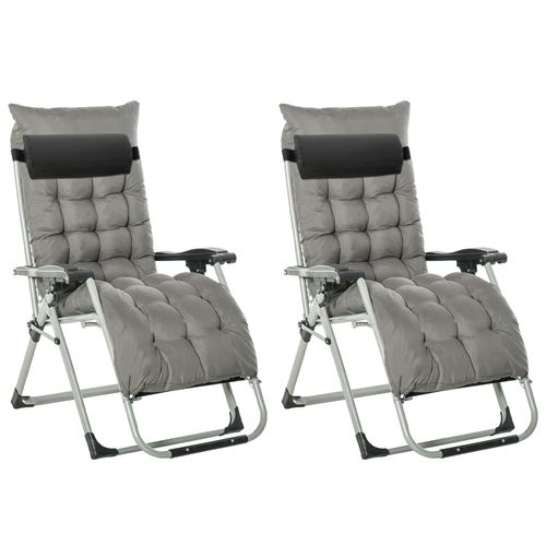 Set Of Two Reclining Zero Gravity Chairs - Dark Grey