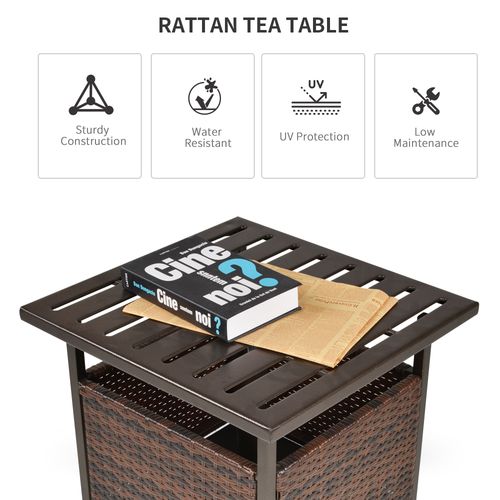 Outdoor Rattan Coffee Table w/ Umbrella Hole