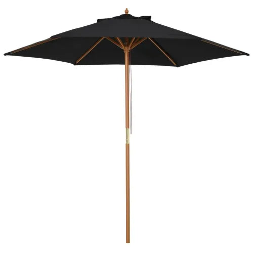 2.5m Wood Garden Parasol, Black