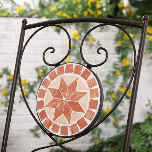 3-Piece Outdoor Bistro Set w/ Mosaic Round Table and 2 Chairs